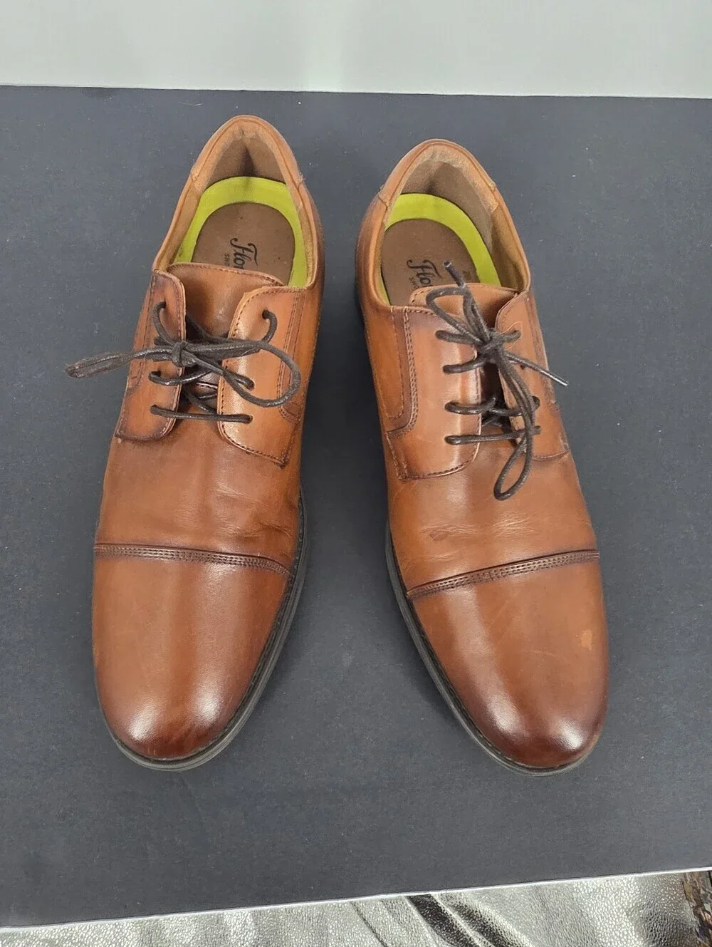 Florsheim Midtown Cap Toe Derby Shoes 11.5 D Cognac Brown Leather Comfortech